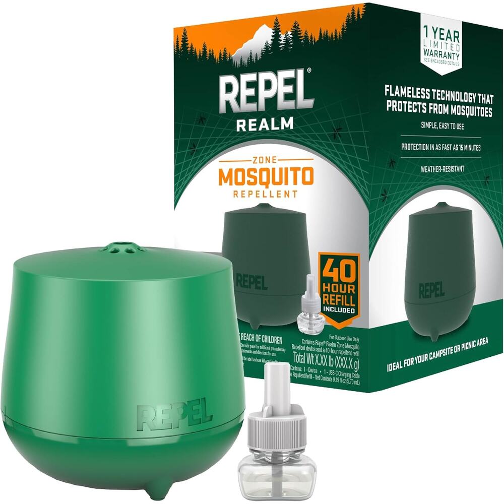 New Repel Realm Zone Mosquito Repellent Device, Rechargeable Outdoor Diffuser